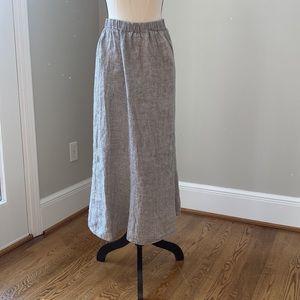 FLAX 100% linen pull on minimalist neutral midi skirt